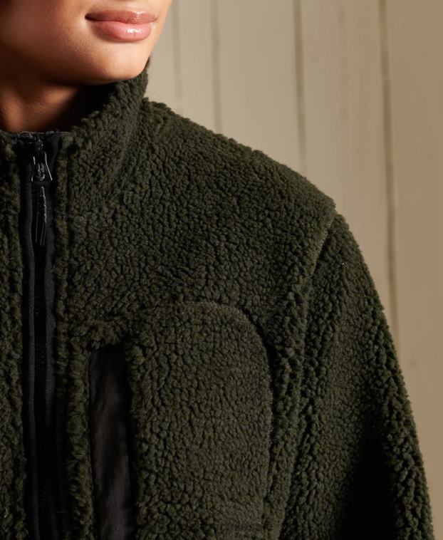 mujer Superdry verde chamarra de trabajo oversize de sherpa 2R68Z5725