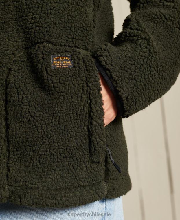mujer Superdry verde chamarra de trabajo oversize de sherpa 2R68Z5725