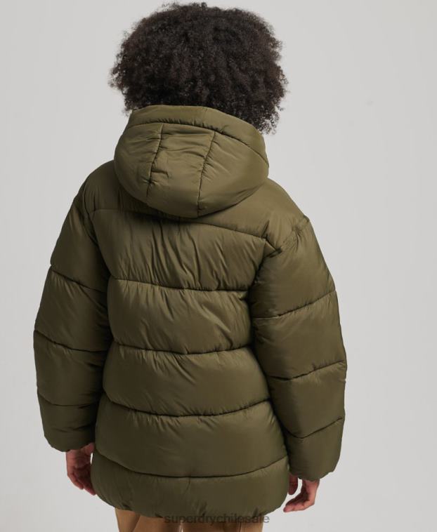 mujer Superdry verde chamarra parka acolchada capullo xpd 2R68Z5455