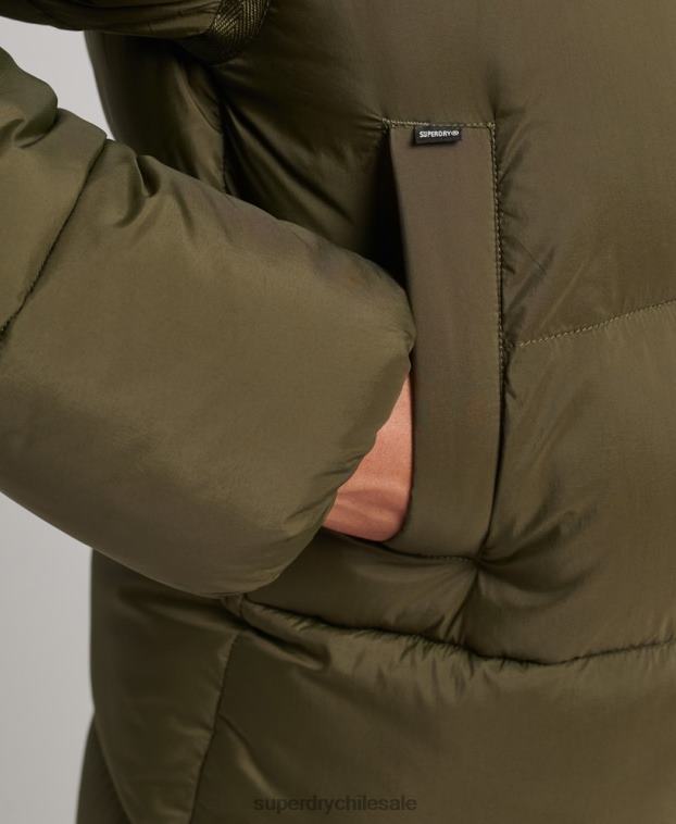 mujer Superdry verde chamarra parka acolchada capullo xpd 2R68Z5455