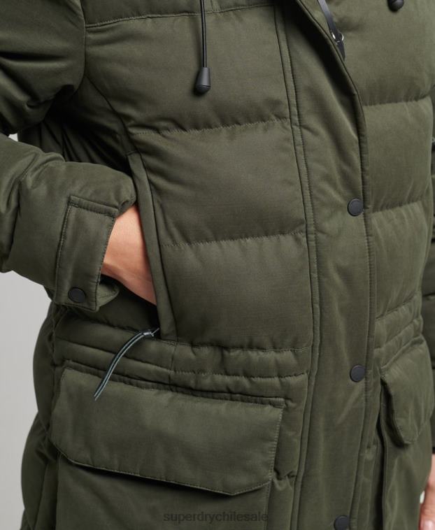 mujer Superdry verde chamarra parka de expedición de microfibra 2R68Z3653