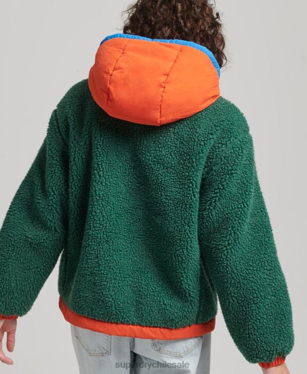mujer Superdry verde chamarra sherpa con capucha 2R68Z5658