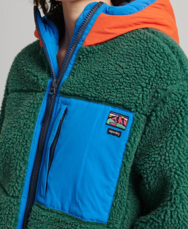 mujer Superdry verde chamarra sherpa con capucha 2R68Z5658