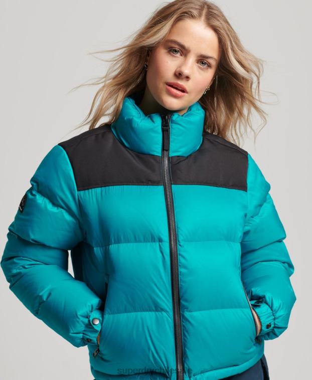 mujer Superdry verde chaqueta acolchada con código sportstyle 2R68Z5631