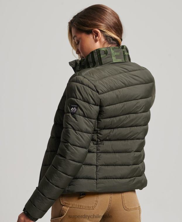 mujer Superdry verde chaqueta acolchada con logo clásico 2R68Z5437