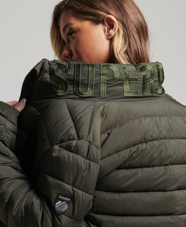 mujer Superdry verde chaqueta acolchada con logo clásico 2R68Z5437