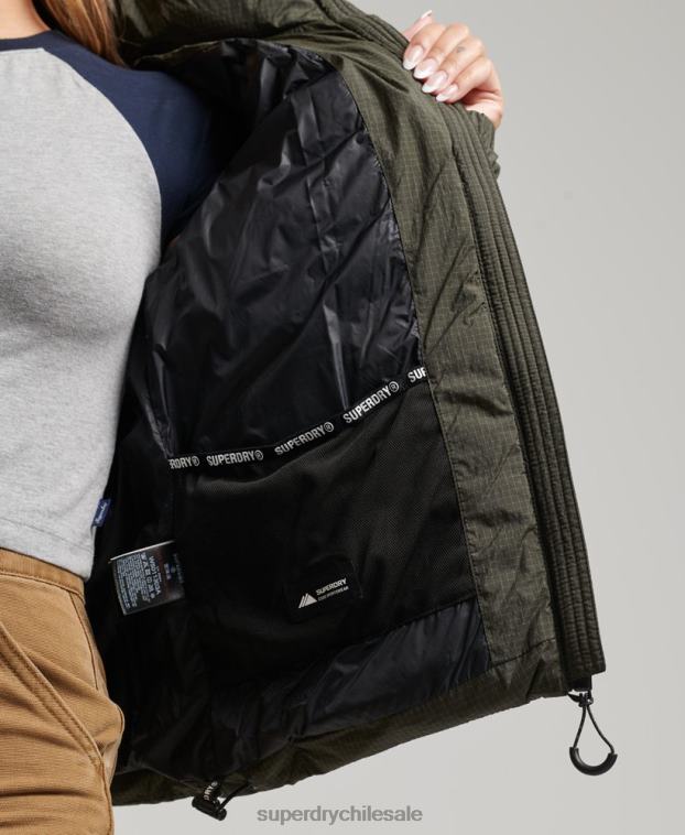 mujer Superdry verde chaqueta acolchada con logo clásico 2R68Z5437