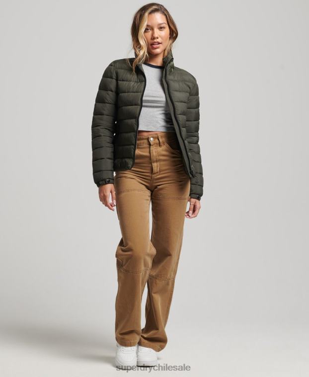 mujer Superdry verde chaqueta acolchada con logo clásico 2R68Z5437