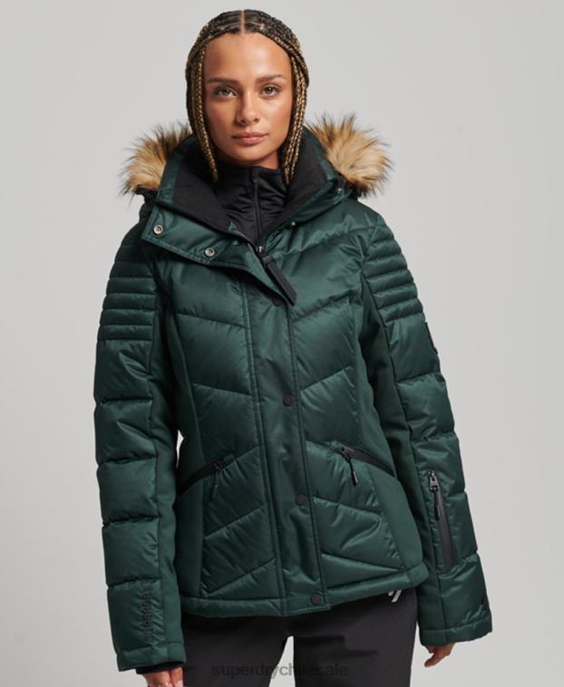 mujer Superdry verde chaqueta acolchada de nieve de lujo 2R68Z3680