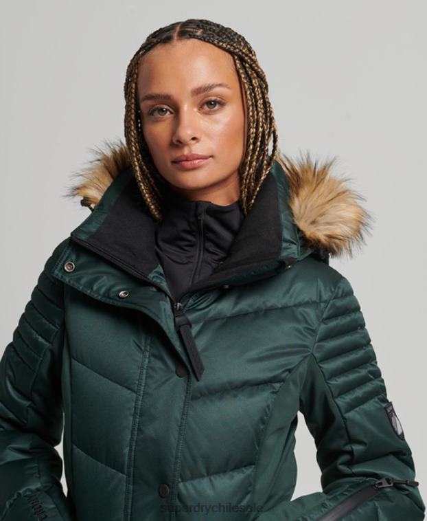 mujer Superdry verde chaqueta acolchada de nieve de lujo 2R68Z3680
