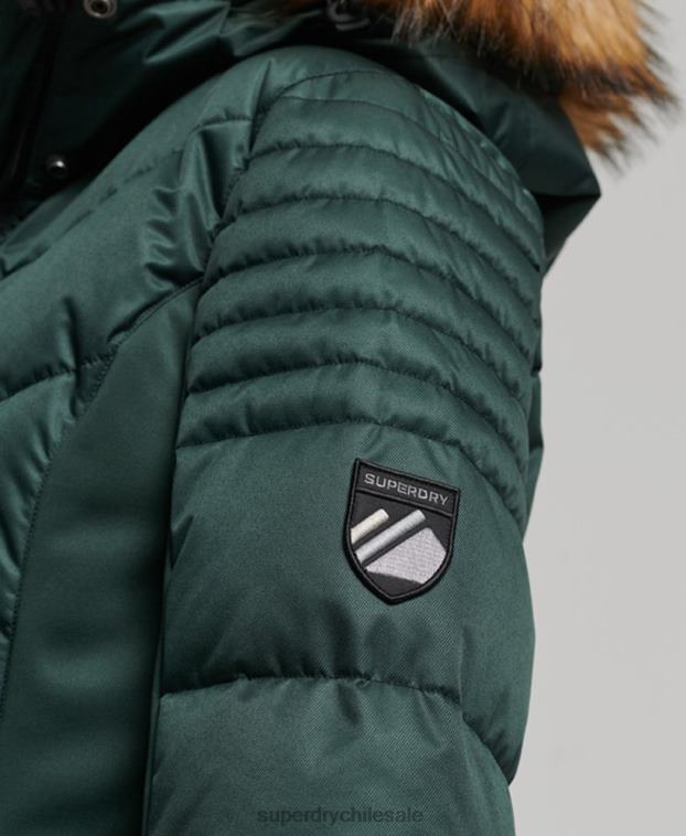 mujer Superdry verde chaqueta acolchada de nieve de lujo 2R68Z3680
