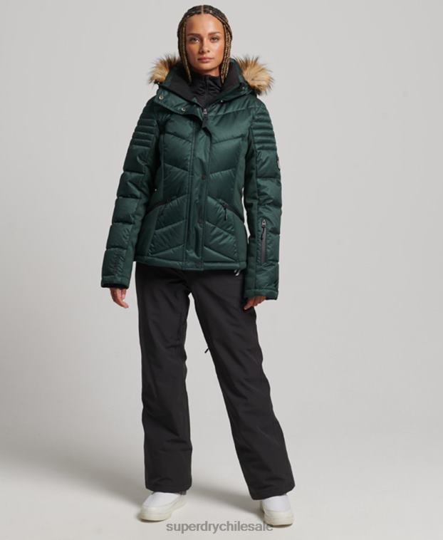 mujer Superdry verde chaqueta acolchada de nieve de lujo 2R68Z3680