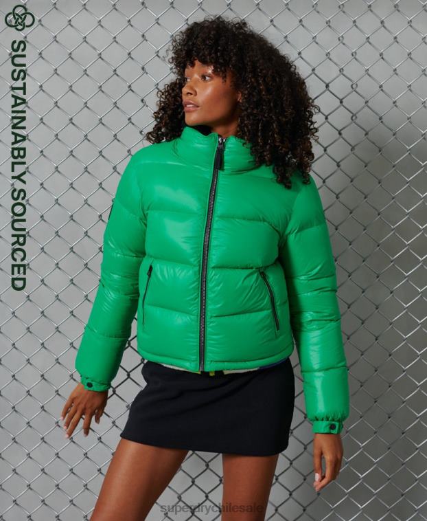 mujer Superdry verde chaqueta acolchada de plumón alpino de lujo 2R68Z5674