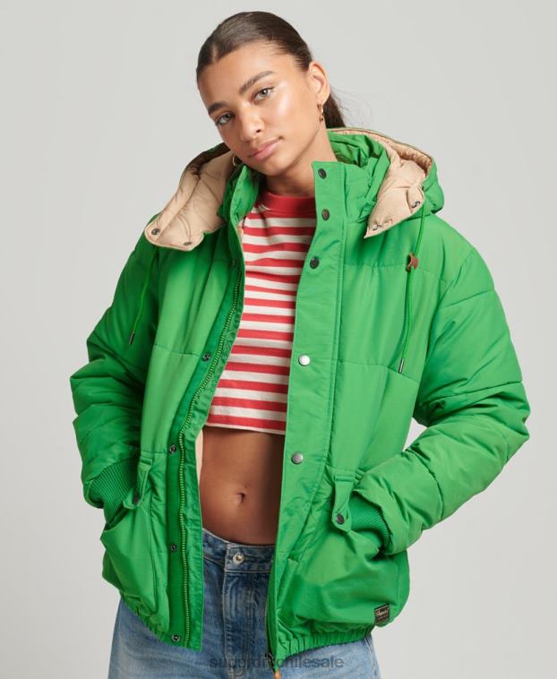 mujer Superdry verde chaqueta acolchada oversize de montaña 2R68Z5453