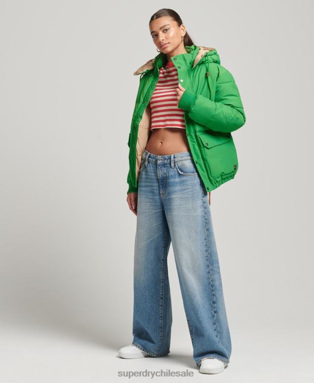mujer Superdry verde chaqueta acolchada oversize de montaña 2R68Z5453