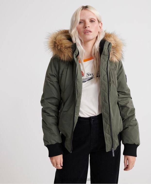 mujer Superdry verde chaqueta bomber de microfibra 2R68Z5711
