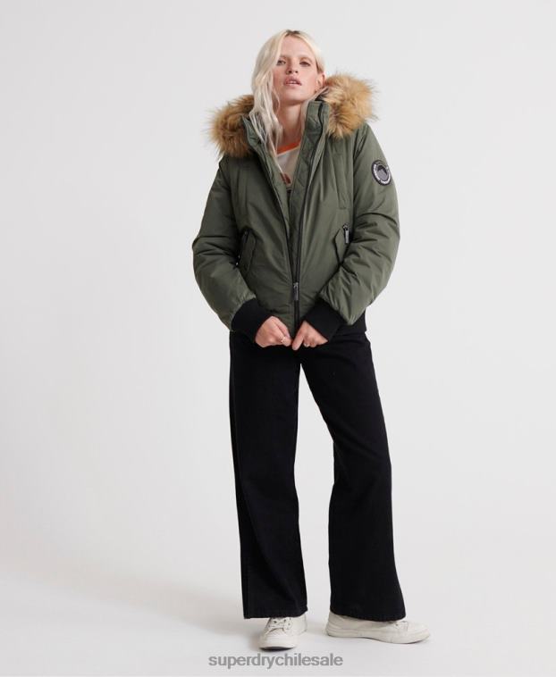 mujer Superdry verde chaqueta bomber de microfibra 2R68Z5711