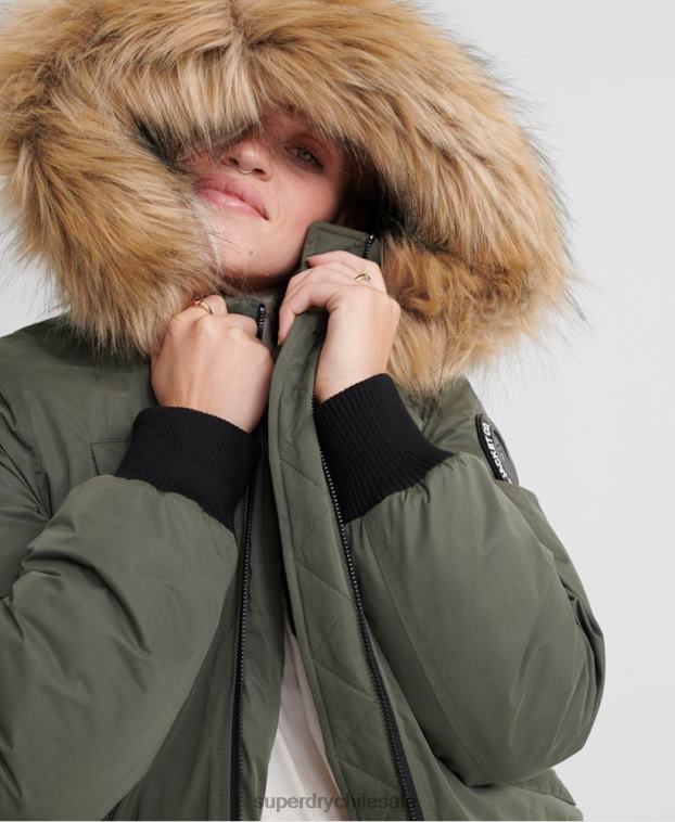 mujer Superdry verde chaqueta bomber de microfibra 2R68Z5711