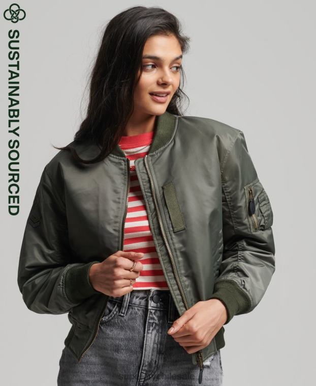 mujer Superdry verde chaqueta bomber ma1 2R68Z5644