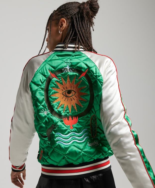 mujer Superdry verde chaqueta bomber suika 2R68Z3543