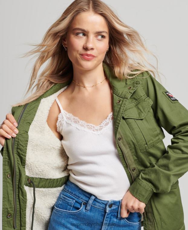 mujer Superdry verde chaqueta clásica de rookie borg 2R68Z5588