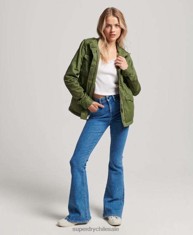 mujer Superdry verde chaqueta clásica de rookie borg 2R68Z5588