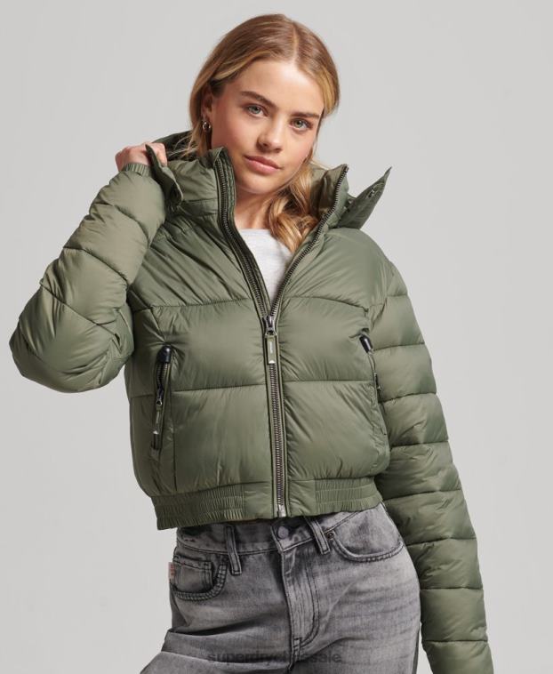 mujer Superdry verde chaqueta corta con capucha fuji 2R68Z3731