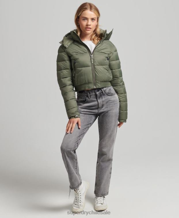 mujer Superdry verde chaqueta corta con capucha fuji 2R68Z3731