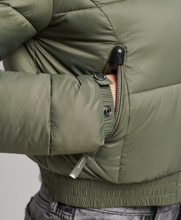 mujer Superdry verde chaqueta corta con capucha fuji 2R68Z3731