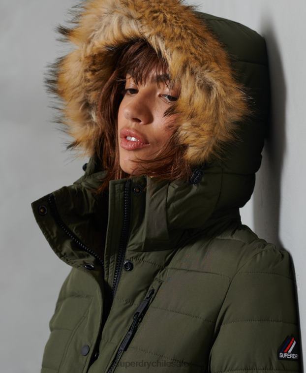 mujer Superdry verde chaqueta fuji clásica de piel sintética 2R68Z5607