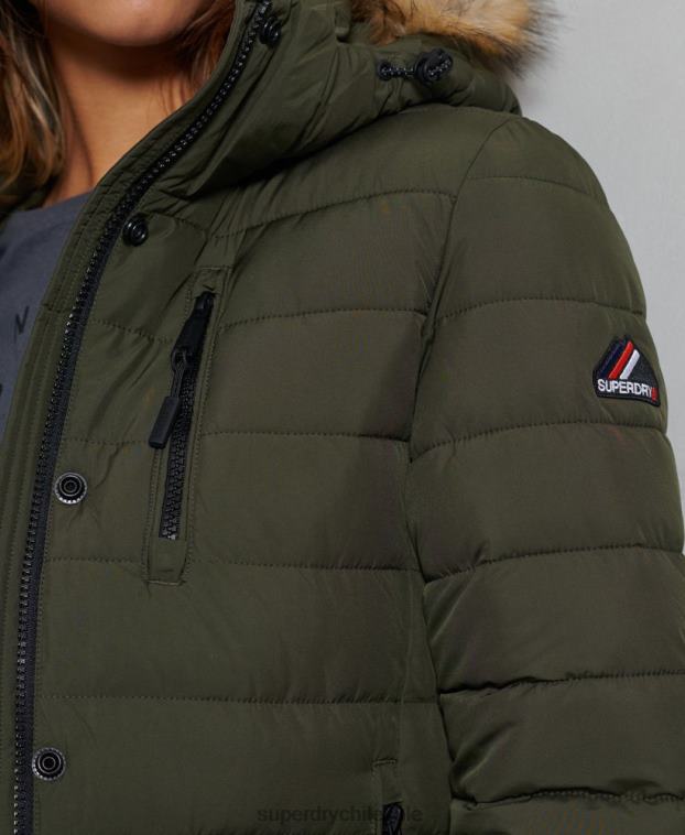 mujer Superdry verde chaqueta fuji clásica de piel sintética 2R68Z5607