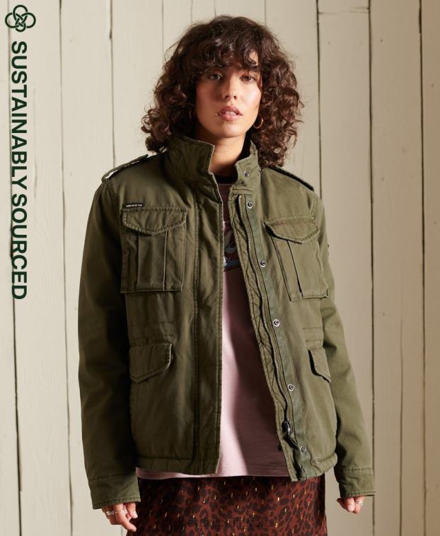 mujer Superdry verde chaqueta militar premium m65 2R68Z5595