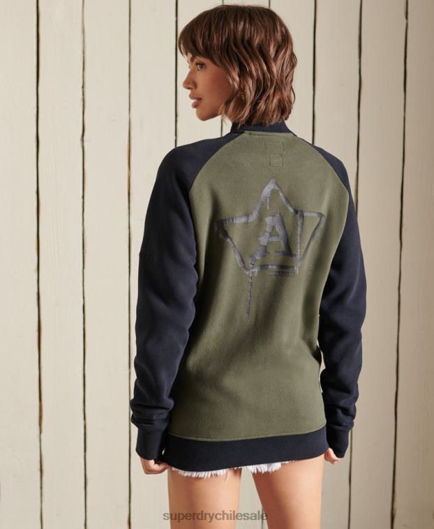 mujer Superdry verde chaquetas bomber de punto extragrande vintage 2R68Z6040