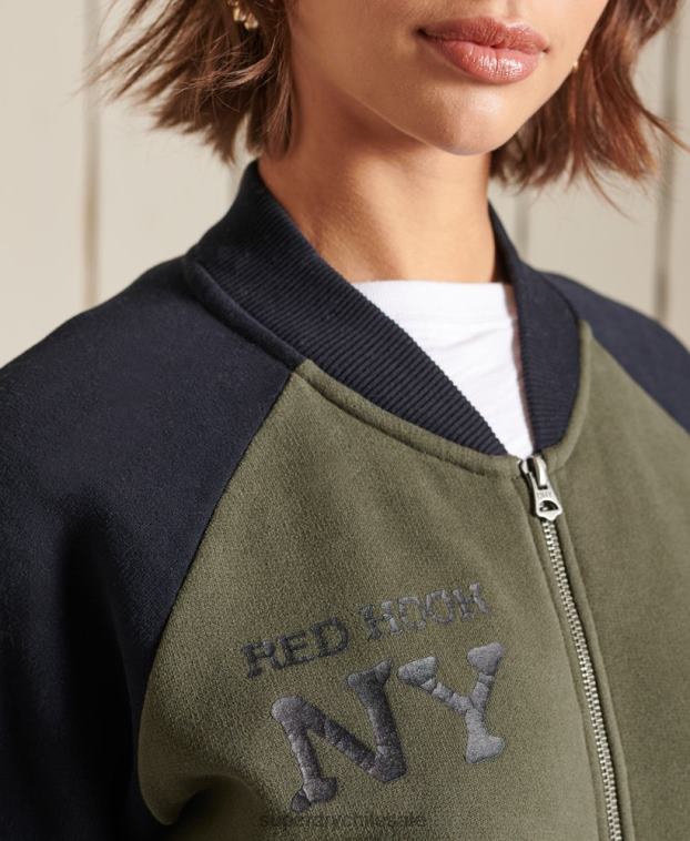 mujer Superdry verde chaquetas bomber de punto extragrande vintage 2R68Z6040