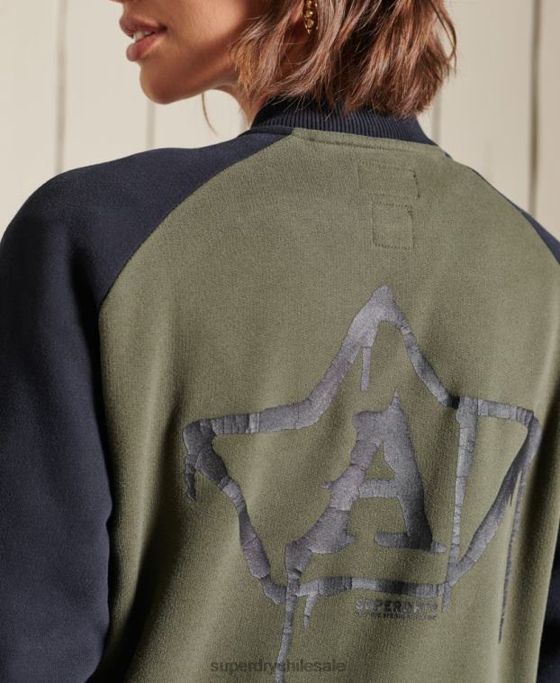 mujer Superdry verde chaquetas bomber de punto extragrande vintage 2R68Z6040