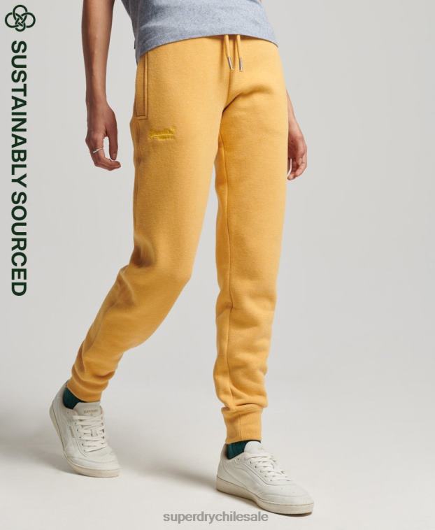 mujer Superdry amarillo joggers de algodón orgánico con logo vintage bordado 2R68Z6582