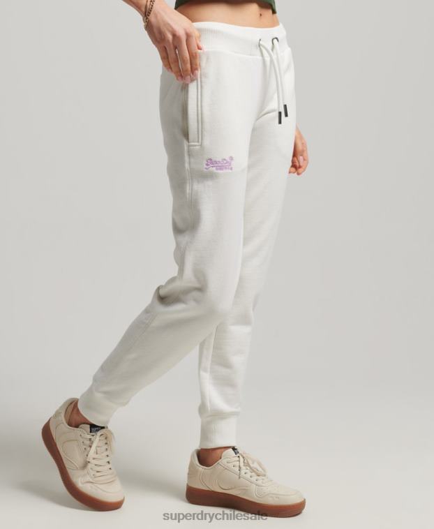 mujer Superdry blanco joggers con logo bordado 2R68Z2308