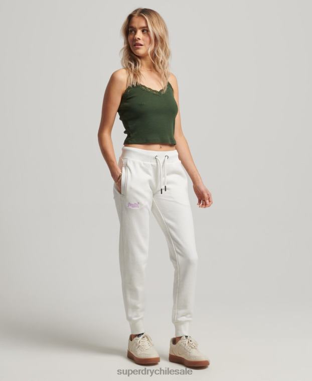 mujer Superdry blanco joggers con logo bordado 2R68Z2308