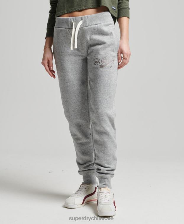 mujer Superdry gris Joggers universitarios estilo script vintage 2R68Z6578