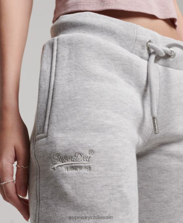 mujer Superdry gris claro joggers con logo bordado 2R68Z3896