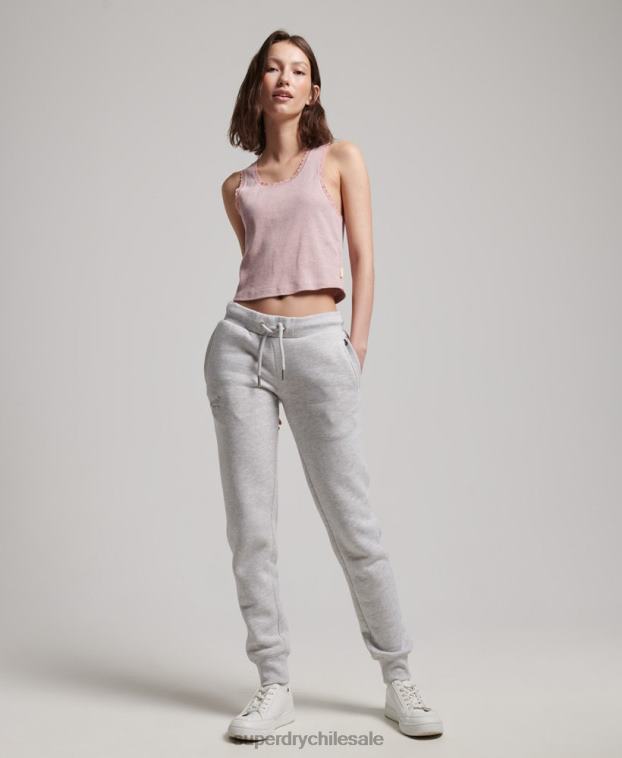 mujer Superdry gris claro joggers con logo bordado 2R68Z3896