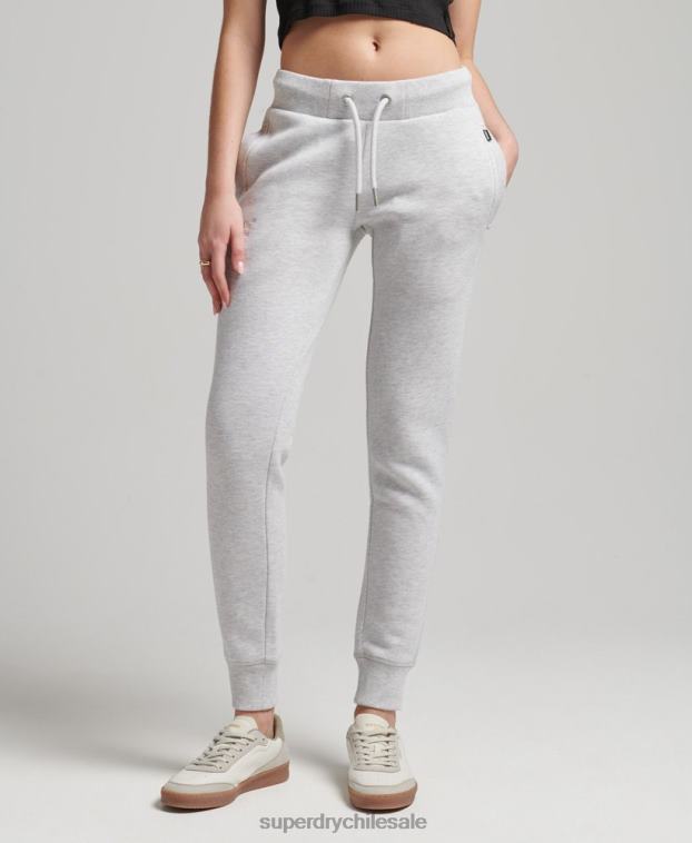 mujer Superdry gris claro joggers de algodón orgánico con logo vintage bordado 2R68Z3915