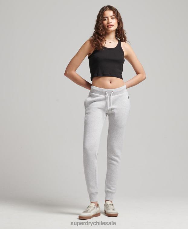 mujer Superdry gris claro joggers de algodón orgánico con logo vintage bordado 2R68Z3915