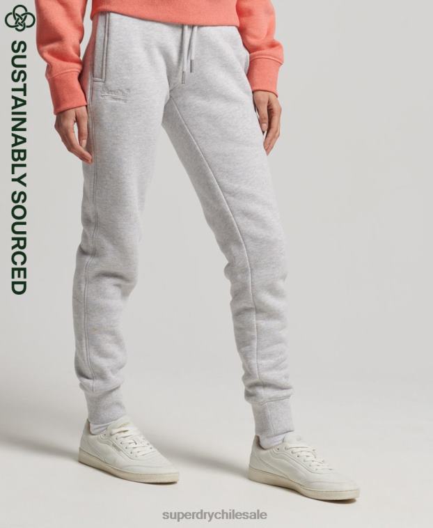 mujer Superdry gris claro joggers de algodón orgánico con logo vintage bordado 2R68Z3924