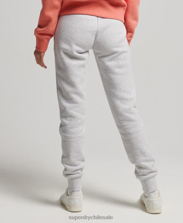 mujer Superdry gris claro joggers de algodón orgánico con logo vintage bordado 2R68Z3924