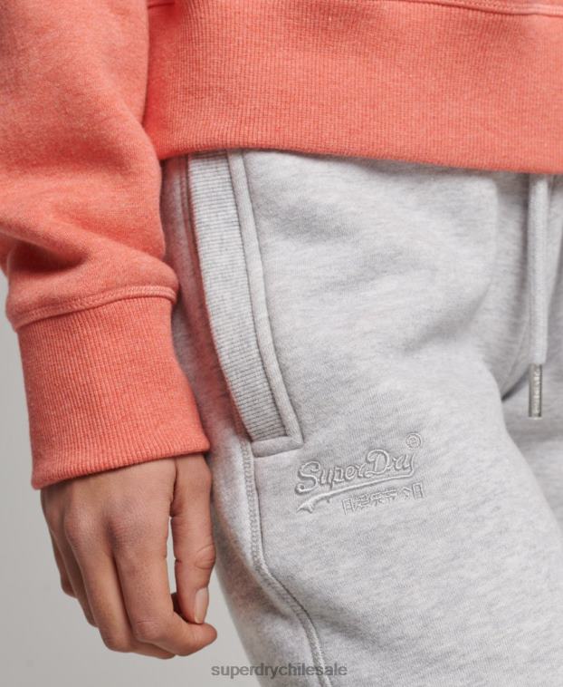 mujer Superdry gris claro joggers de algodón orgánico con logo vintage bordado 2R68Z3924