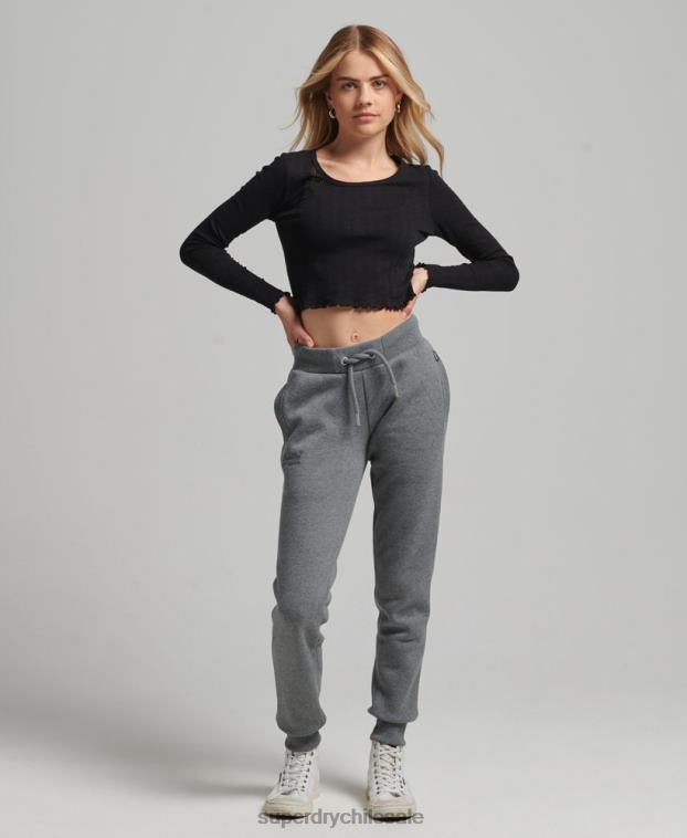 mujer Superdry gris joggers de algodón orgánico con logo 2R68Z6675