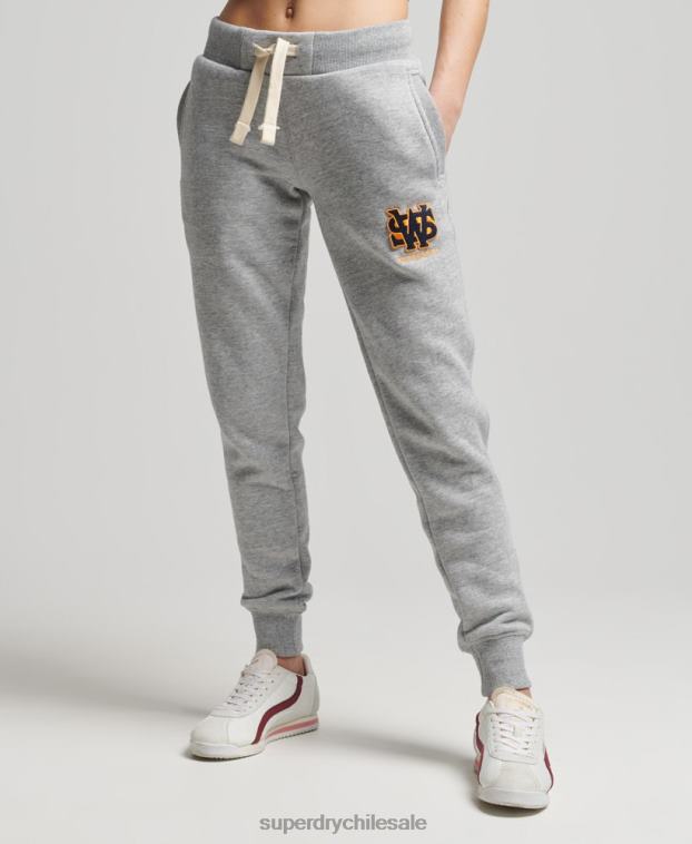 mujer Superdry gris joggers universitarios vintage 2R68Z6588