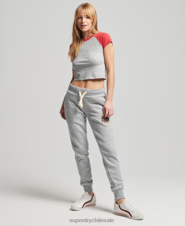 mujer Superdry gris joggers universitarios vintage 2R68Z6588