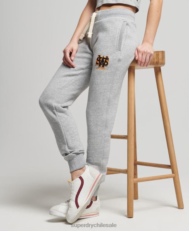 mujer Superdry gris joggers universitarios vintage 2R68Z6588